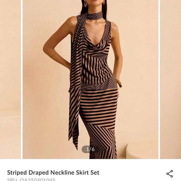 Commense Black and Brown Asymmetrical Dress - Picture 3 of 4